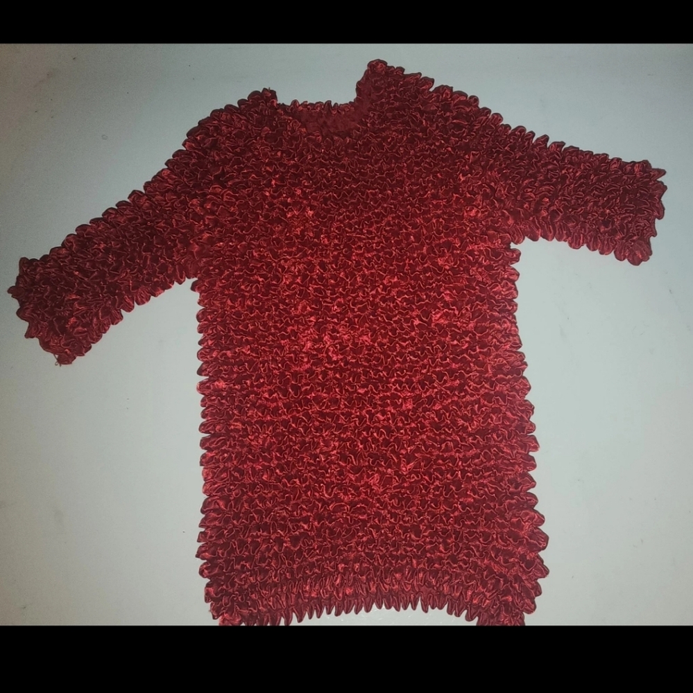 Vintage Y2K Popcorn Shirt SUPER STRETCHY Red Short Sleeve ONE SIZE S/M Pre-owned